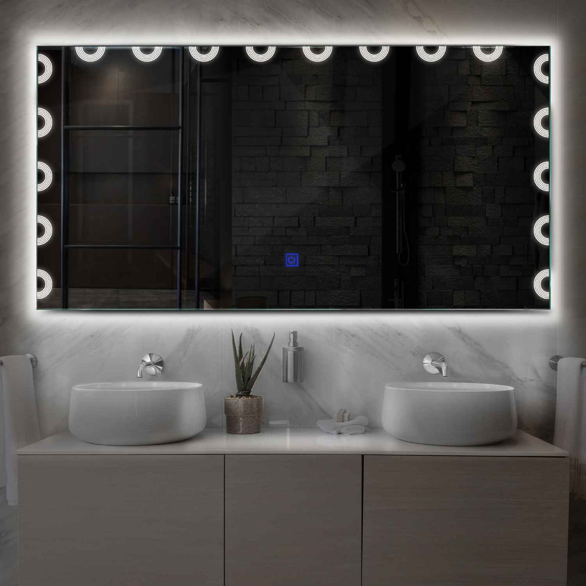 Miroir LED Horizontal | Bouton Tactile | Lumière blanche neutre - Reyze Série Edge Modèle 4