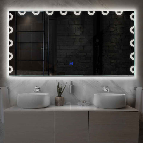 Miroir LED Horizontal | Bouton Tactile | Lumière blanche neutre - Reyze Série Edge Modèle 4