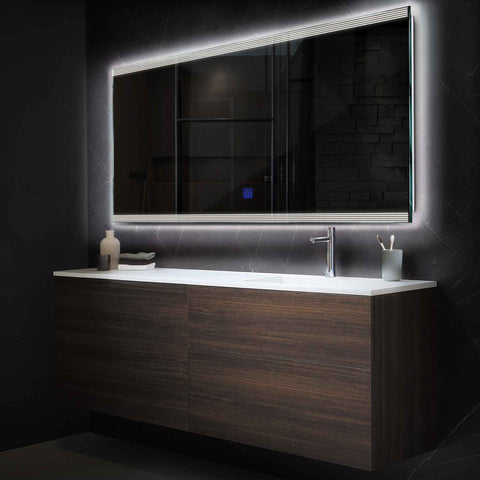 Miroir LED Horizontal | Bouton Tactile | Lumière blanche neutre - Reyze Série Edge Modèle 8