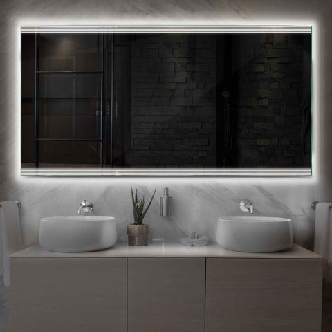 Miroir LED Horizontal | Sans Boutons Tactiles | Lumière blanche neutre - Reyze Série Edge Modèle 8