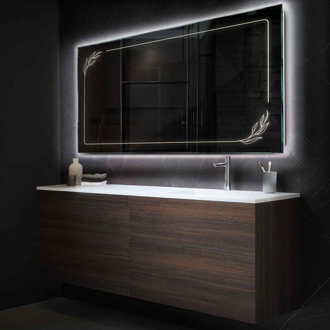 Miroir LED Horizontal | Sans Boutons Tactiles | Lumière blanche neutre - Reyze Série Good Vibes Modèle 1
