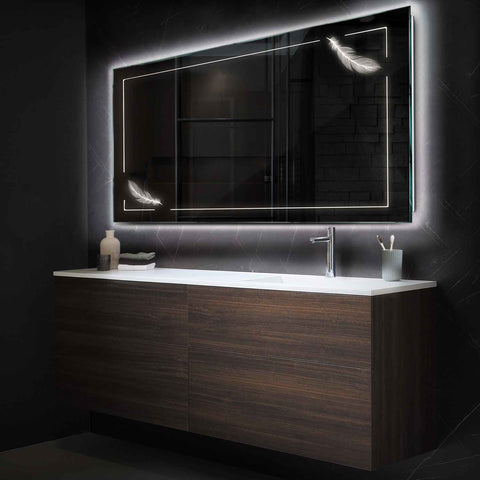 Miroir LED Horizontal | Sans Boutons Tactiles | Lumière blanche neutre - Reyze Série Good Vibes Modèle 2