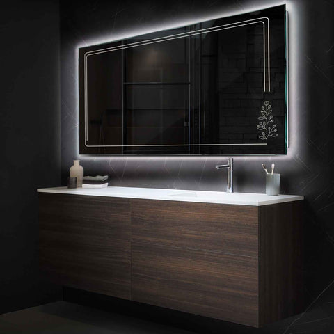 Miroir LED Horizontal | Sans Boutons Tactiles | Lumière blanche neutre - Reyze Série Good Vibes Modèle 3