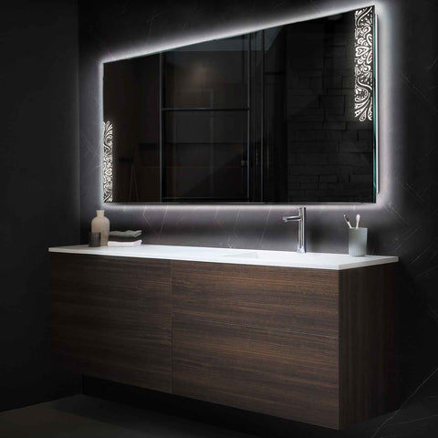 Miroir LED Horizontal | Sans Boutons Tactiles | Lumière blanche neutre - Reyze Série Good Vibes Modèle 4