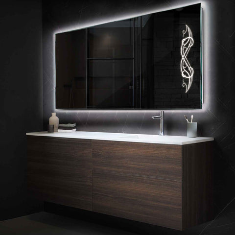Miroir LED Horizontal | Sans Boutons Tactiles | Lumière blanche neutre - Reyze Série Good Vibes Modèle 6