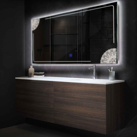 Miroir LED Horizontal | Bouton Tactile | Lumière blanche neutre - Reyze Série Good Vibes Modèle 7