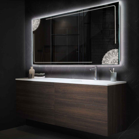 Miroir LED Horizontal | Sans Boutons Tactiles | Lumière blanche neutre - Reyze Série Good Vibes Modèle 7