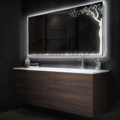 Miroir LED Horizontal | Sans Boutons Tactiles | Lumière blanche neutre - Reyze Série Good Vibes Modèle 8