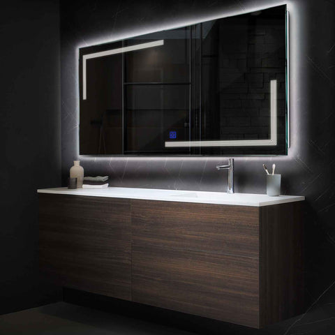 Miroir LED Horizontal | Bouton Tactile | Lumière blanche neutre - Reyze Série Minimal Modèle 2