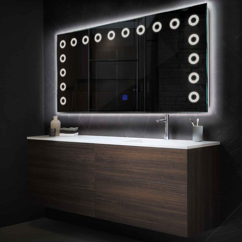 Miroir LED Horizontal | Bouton Tactile | Lumière blanche neutre - Reyze Série Minimal Modèle 4