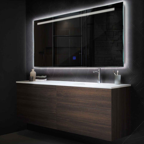 Miroir LED Horizontal | Bouton Tactile | Lumière blanche neutre - Reyze Série Minimal Modèle 5