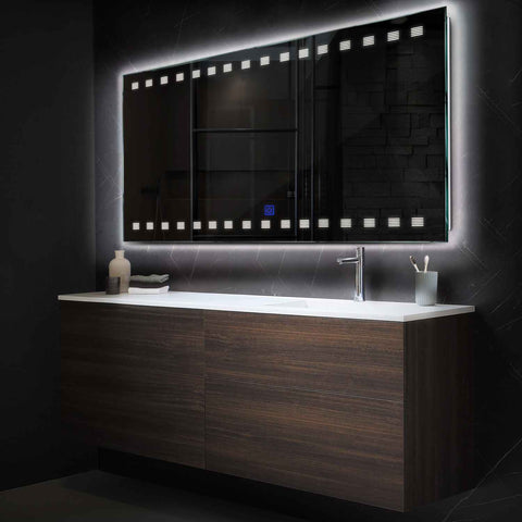 Miroir LED Horizontal | Bouton Tactile | Lumière blanche neutre - Reyze Série Minimal Modèle 6