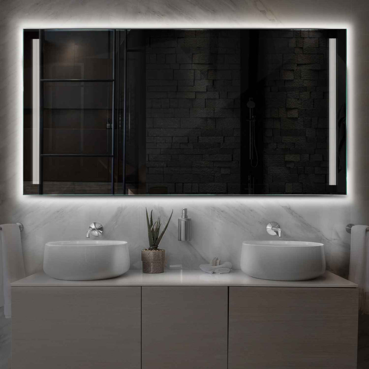 Miroir LED Horizontal | Sans Boutons Tactiles | Lumière blanche neutre - Reyze Série Minimal Modèle 7