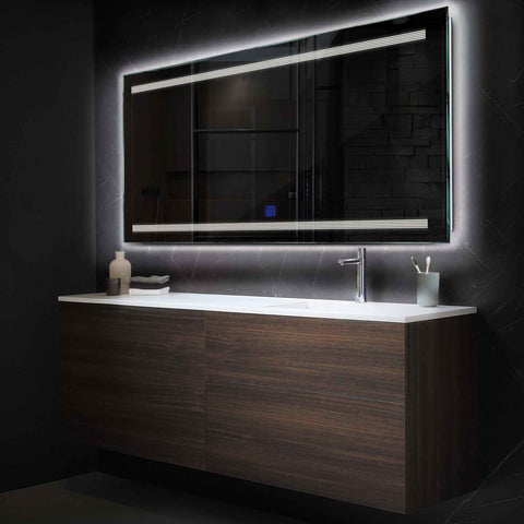 Miroir LED Horizontal | Bouton Tactile | Lumière blanche neutre - Reyze Série Minimal Modèle 8