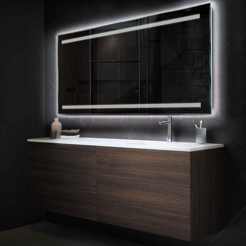 Miroir LED Horizontal | Sans Boutons Tactiles | Lumière blanche froide - Reyze Série Minimal Modèle 8