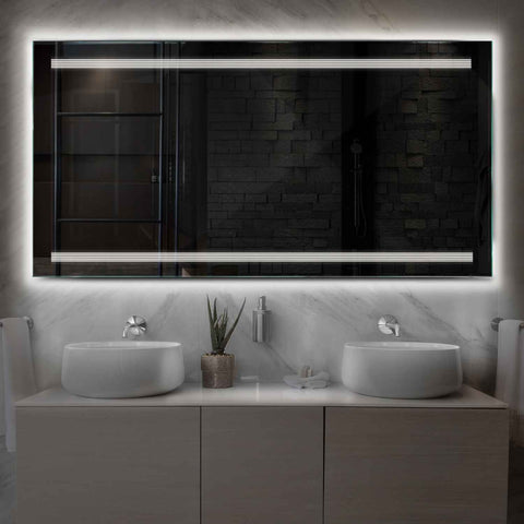 Miroir LED Horizontal | Sans Boutons Tactiles | Lumière blanche froide - Reyze Série Minimal Modèle 8