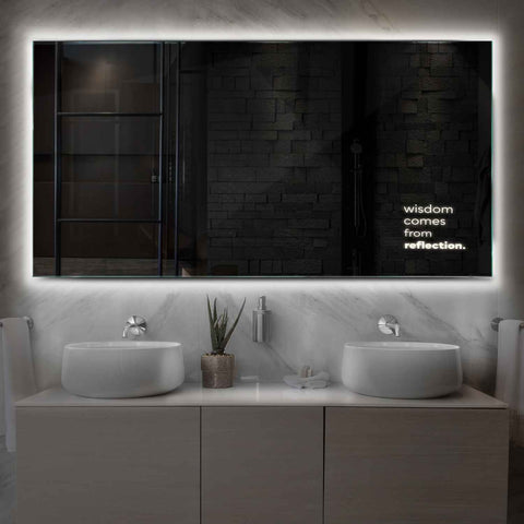 Miroir LED Horizontal | Sans Boutons Tactiles | Lumière blanche neutre - Reyze Série Motivated Modèle 1