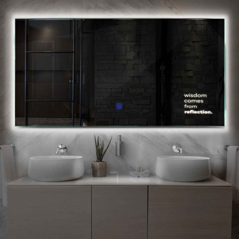 Miroir LED Horizontal | Bouton Tactile | Lumière blanche neutre - Reyze Série Motivated Modèle 1
