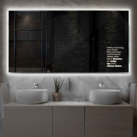 Miroir LED Horizontal | Sans Boutons Tactiles | Lumière blanche neutre - Reyze Série Motivated Modèle 2