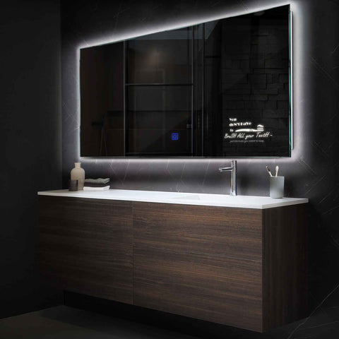 Miroir LED Horizontal | Bouton Tactile | Lumière blanche neutre - Reyze Série Motivated Modèle 3