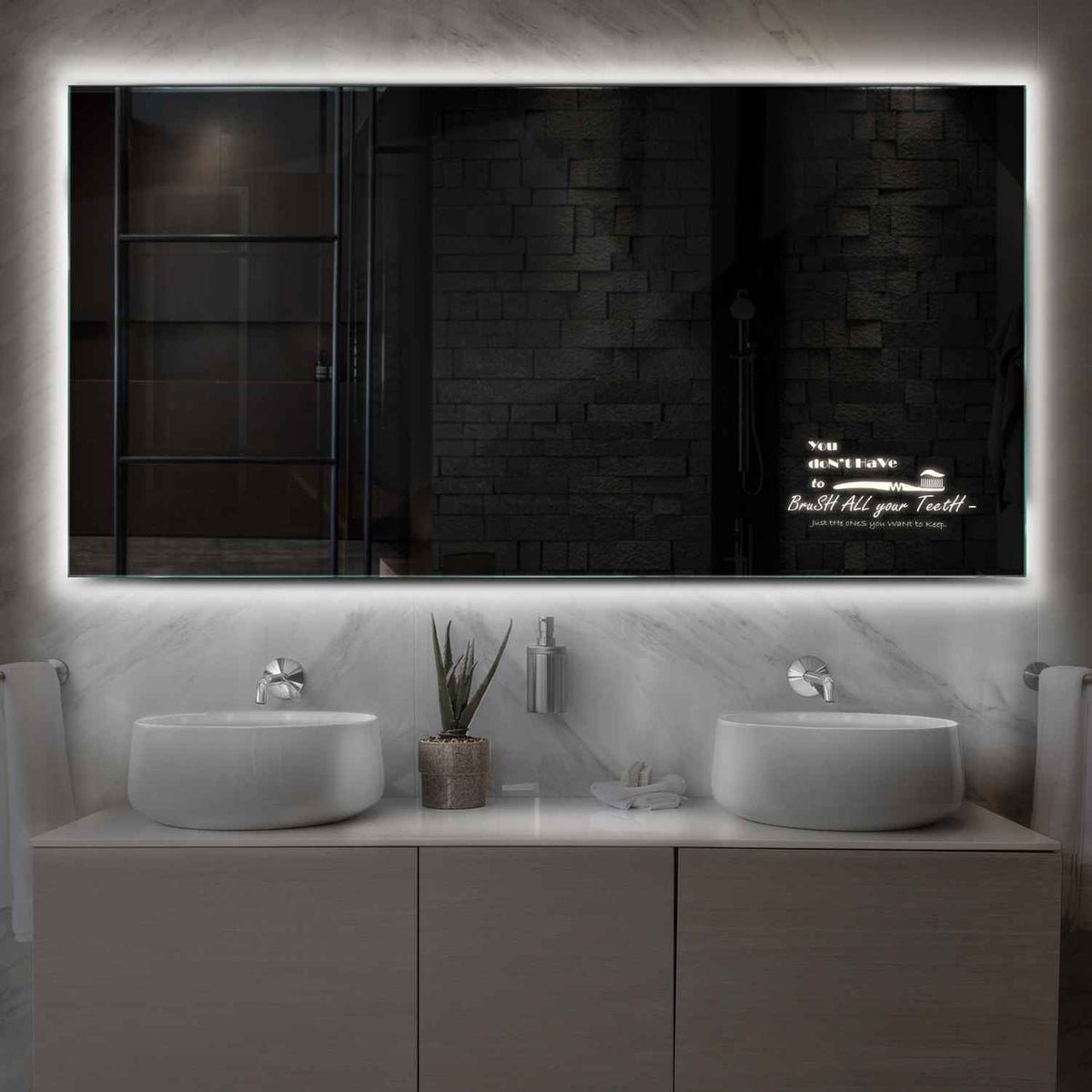 Miroir LED Horizontal | Sans Boutons Tactiles | Lumière blanche neutre - Reyze Série Motivated Modèle 3