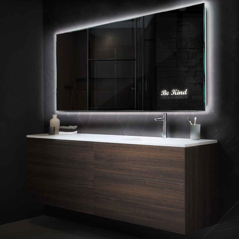 Miroir LED Horizontal | Sans Boutons Tactiles | Lumière blanche neutre - Reyze Série Motivated Modèle 6