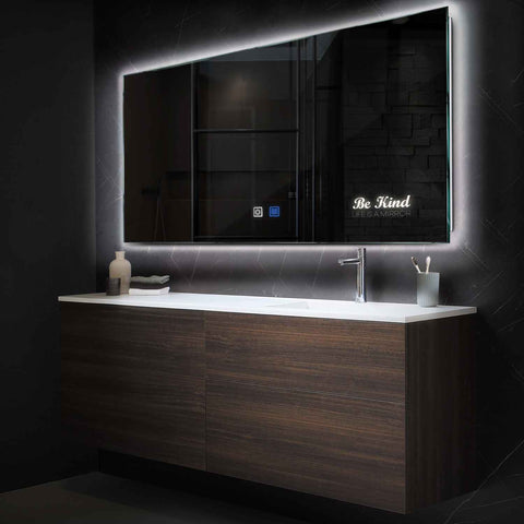Miroir LED Horizontal | boutons tactiles | Fonction Anti-Buée | Lumière blanche neutre - Reyze Série Motivated Modèle 6