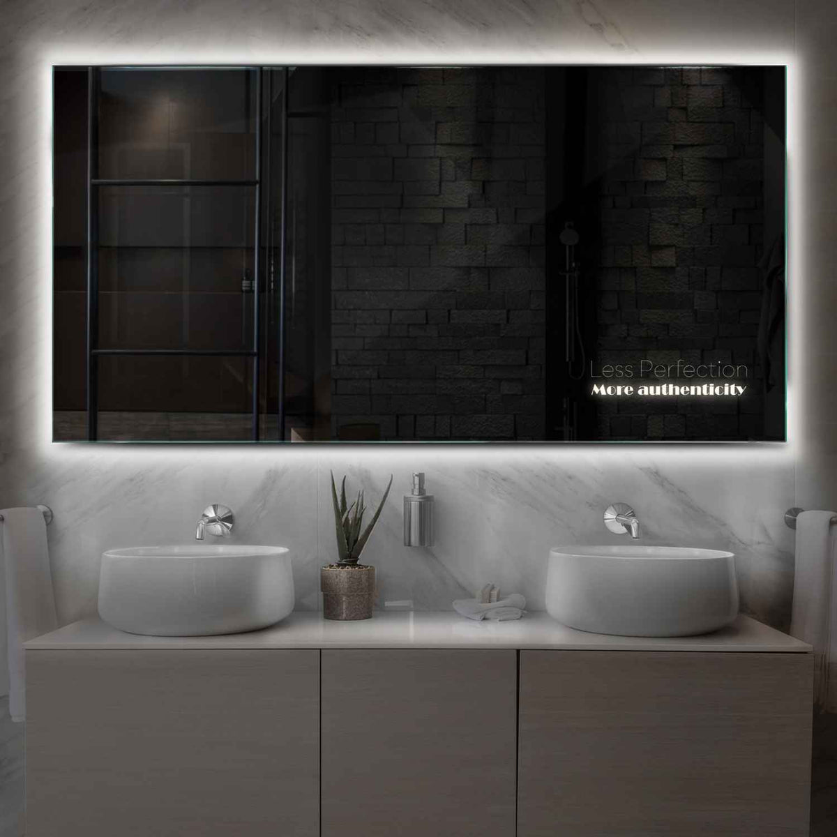 Miroir LED Horizontal | Sans Boutons Tactiles | Lumière blanche neutre - Reyze Série Motivated Modèle 7