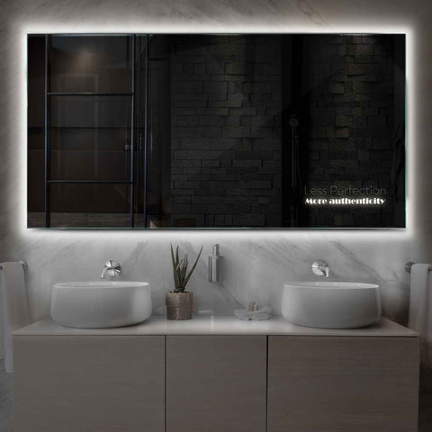 Miroir LED Horizontal | Sans Boutons Tactiles | Lumière blanche neutre - Reyze Série Motivated Modèle 7