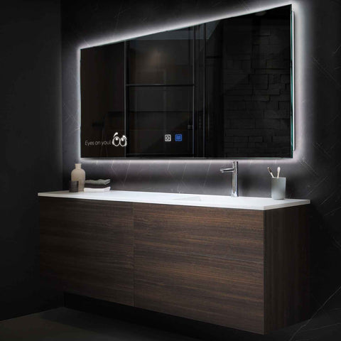 Miroir LED Horizontal | boutons tactiles | Fonction Anti-Buée | Lumière blanche neutre - Reyze Série Motivated Modèle 8