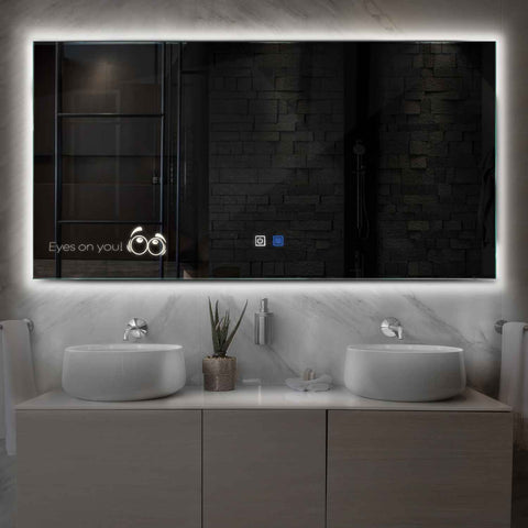 Miroir LED Horizontal | boutons tactiles | Fonction Anti-Buée | Lumière blanche neutre - Reyze Série Motivated Modèle 8