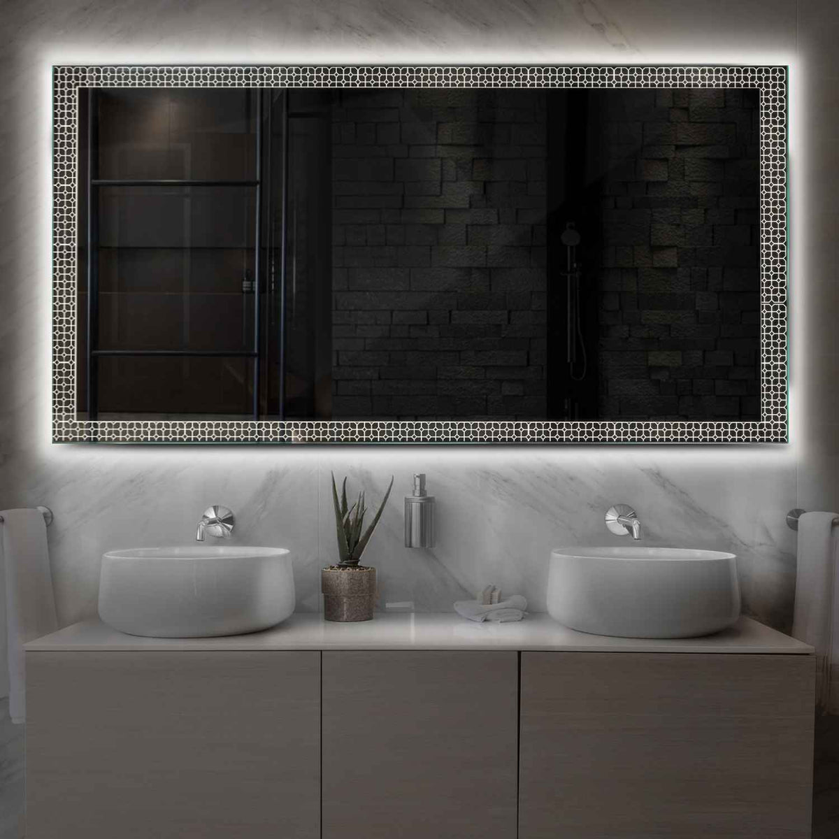 Miroir LED Horizontal | Sans Boutons Tactiles | Lumière blanche neutre - Reyze Série Official Modèle 2