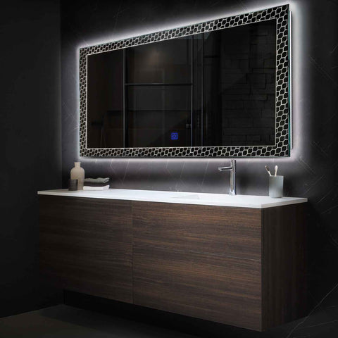 Miroir LED Horizontal | Bouton Tactile | Lumière blanche neutre - Reyze Série Official Modèle 7