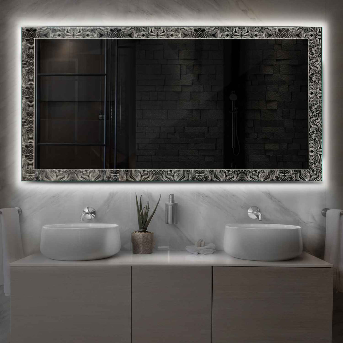 Miroir LED Horizontal | Sans Boutons Tactiles | Lumière blanche neutre - Reyze Série Official Modèle 8