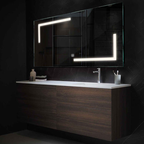 Miroir LED Horizontal | Bouton Tactile | Lumière blanche neutre - Reyze Série Salono Modèle 3