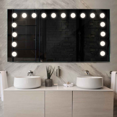 Miroir LED Horizontal | Sans Boutons Tactiles | Lumière blanche neutre - Reyze Série Salono Modèle 6