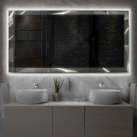 Miroir LED Horizontal | Sans Boutons Tactiles | Lumière blanche neutre - Reyze Série Simetria Modèle 2