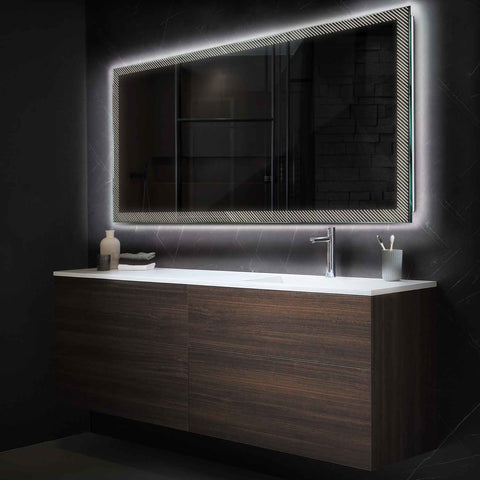 Miroir LED Horizontal | Sans Boutons Tactiles | Lumière blanche neutre - Reyze Série Simetria Modèle 7