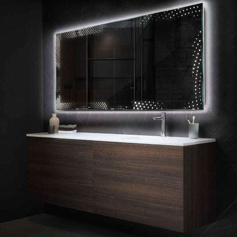 Miroir LED Horizontal | Sans Boutons Tactiles | Lumière blanche neutre - Reyze Série Simetria Modèle 8