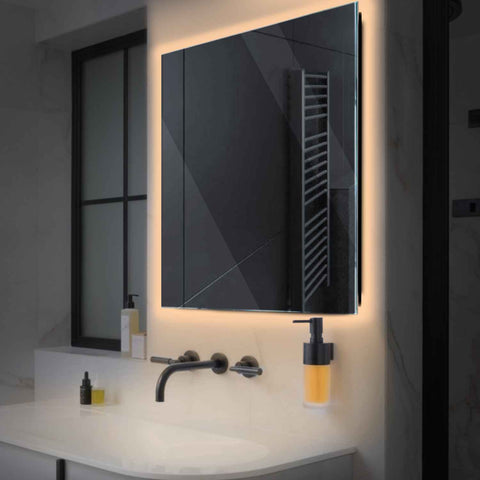 Miroir LED Carré | Sans Boutons Tactiles | Lumière Blanche Chaude - Reyze Série Ambient Modèle 1