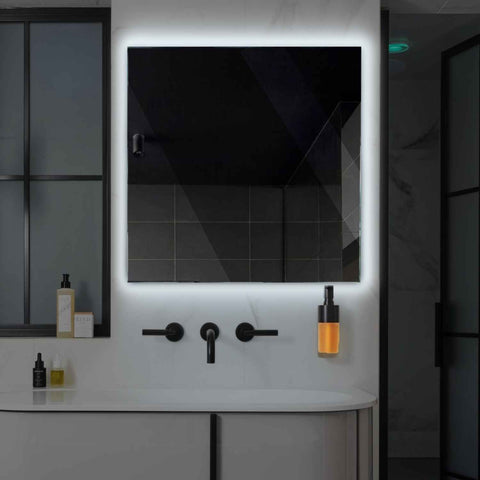 Miroir LED Carré | Sans Boutons Tactiles | Lumière blanche froide - Reyze Série Ambient Modèle 1