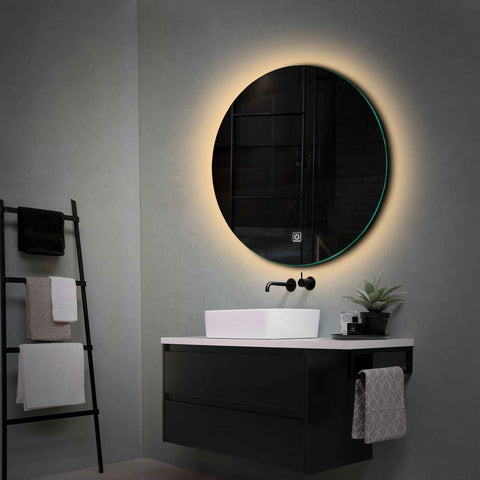 Miroir LED Rond | Bouton Tactile | Lumière Blanche Chaude - Reyze Série Ambient Modèle 1