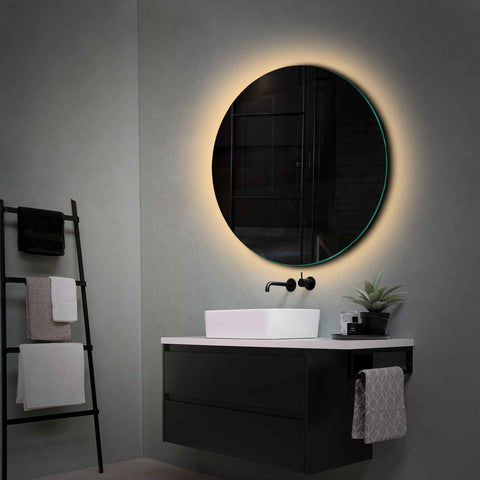 Miroir LED Rond | Sans Boutons Tactiles | Lumière Blanche Chaude - Reyze Série Ambient Modèle 1