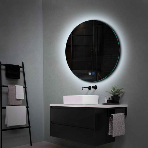 Miroir LED Rond | boutons tactiles | Fonction Anti-Buée | Lumière blanche froide - Reyze Série Ambient Modèle 1