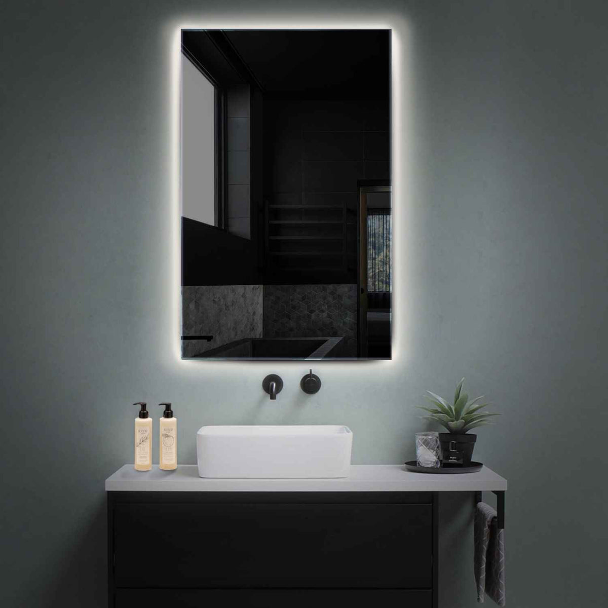 Miroir LED Vertical | Sans Boutons Tactiles | Lumière blanche neutre - Reyze Série Ambient Modèle 1
