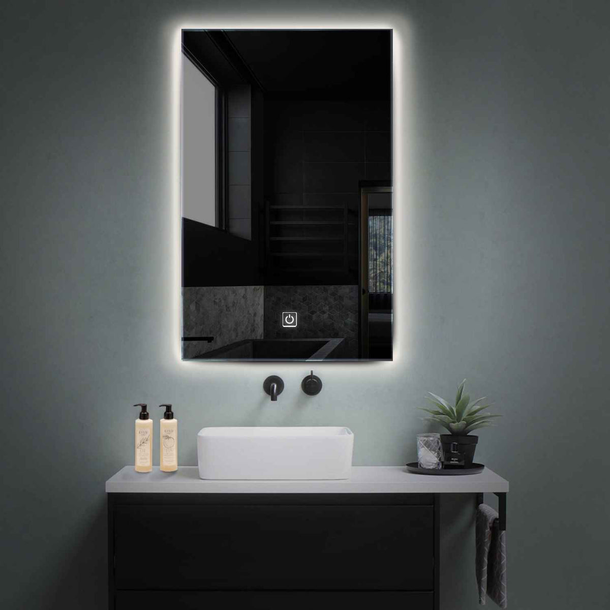 Miroir LED Vertical | Bouton Tactile | Lumière blanche neutre - Reyze Série Ambient Modèle 1