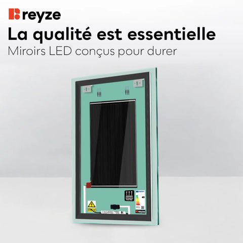 Miroir LED Vertical | boutons tactiles | Fonction Anti-Buée | Température de couleur réglable - Reyze Série Edge Modèle 1