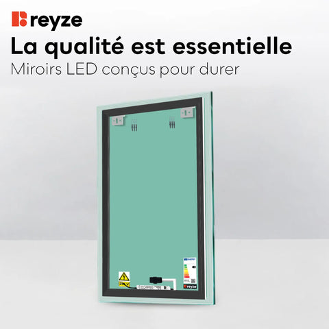 Miroir LED Vertical | Bouton Tactile | Lumière blanche froide - Reyze Série Edge Modèle 1