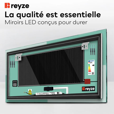 Miroir LED Horizontal | boutons tactiles | Fonction Anti-Buée | Température de couleur réglable - Reyze Série Edge Modèle 2