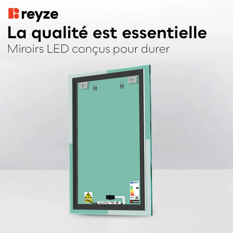 Miroir LED Vertical | Bouton Tactile | Lumière blanche froide - Reyze Série Edge Modèle 2